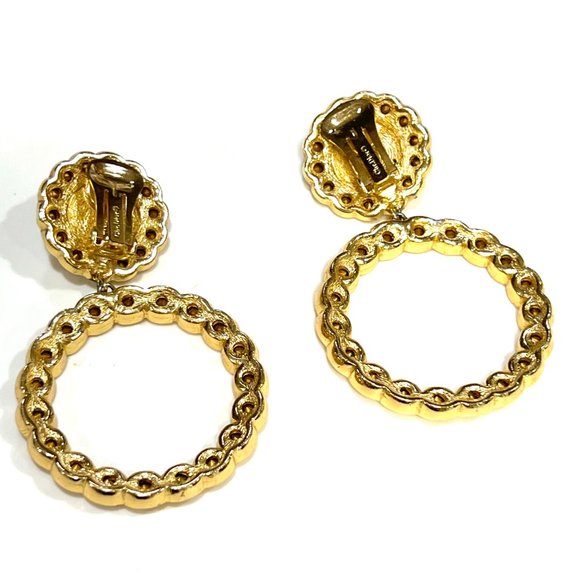 Dazzling Authentic Vintage Christian Dior Full Crystal Hoop Earrings. MInt Cond. - Picture 2 of 4